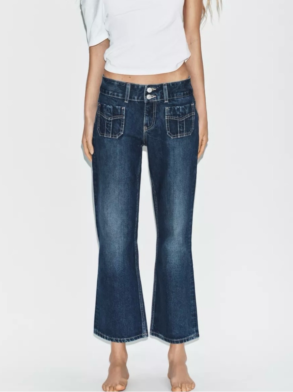 NWT ZARA TRF LOW RISE POCKET JEANS